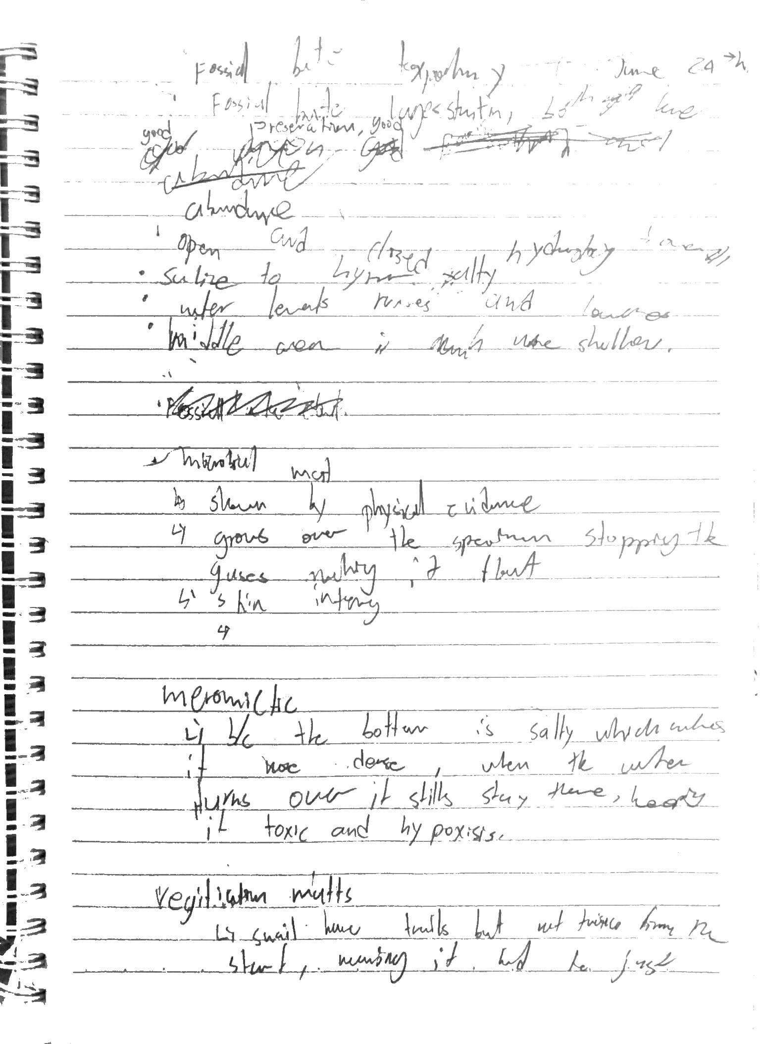 Day 2 field notes, page 1