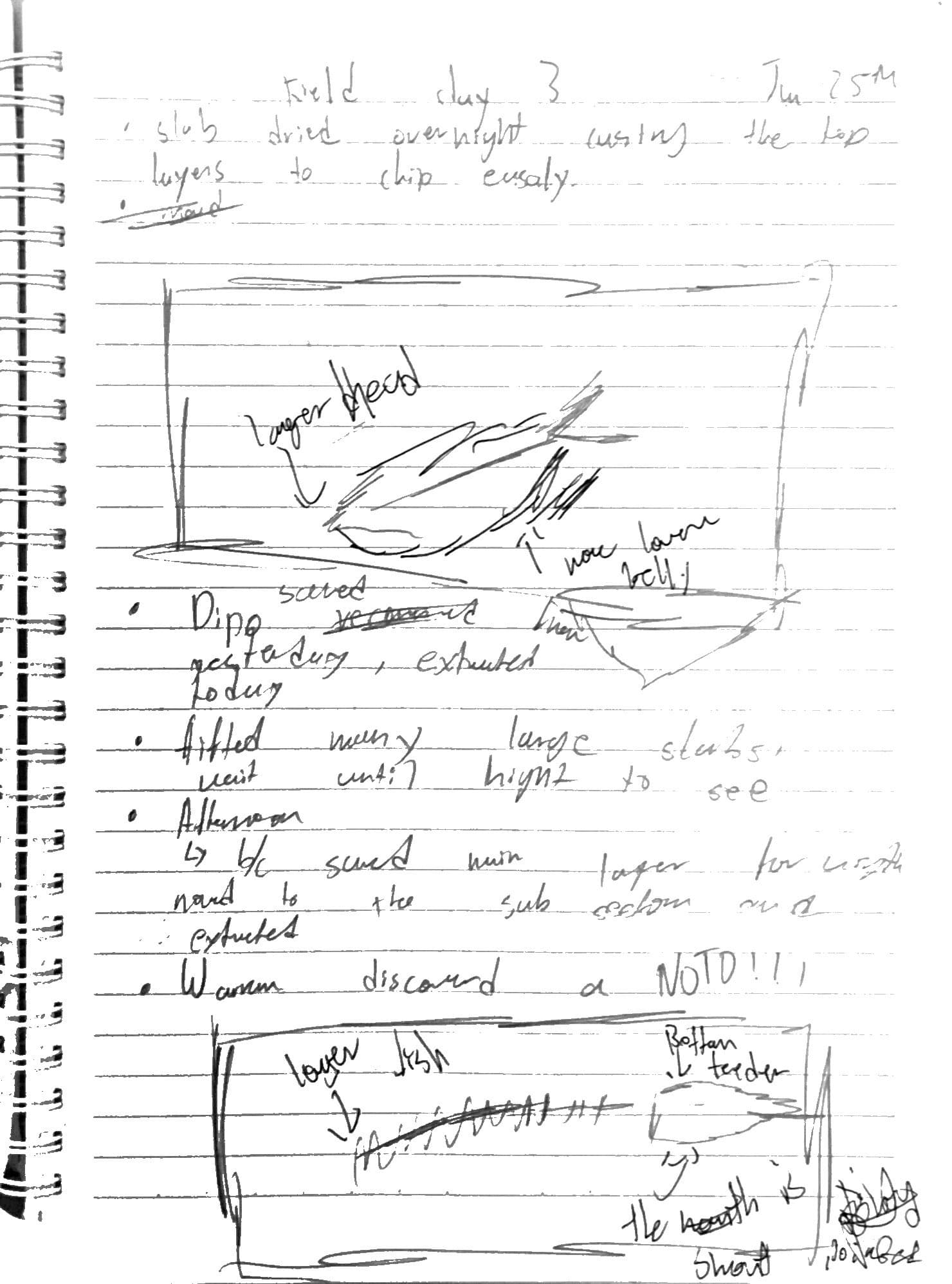 Day 3 field notes, page 1