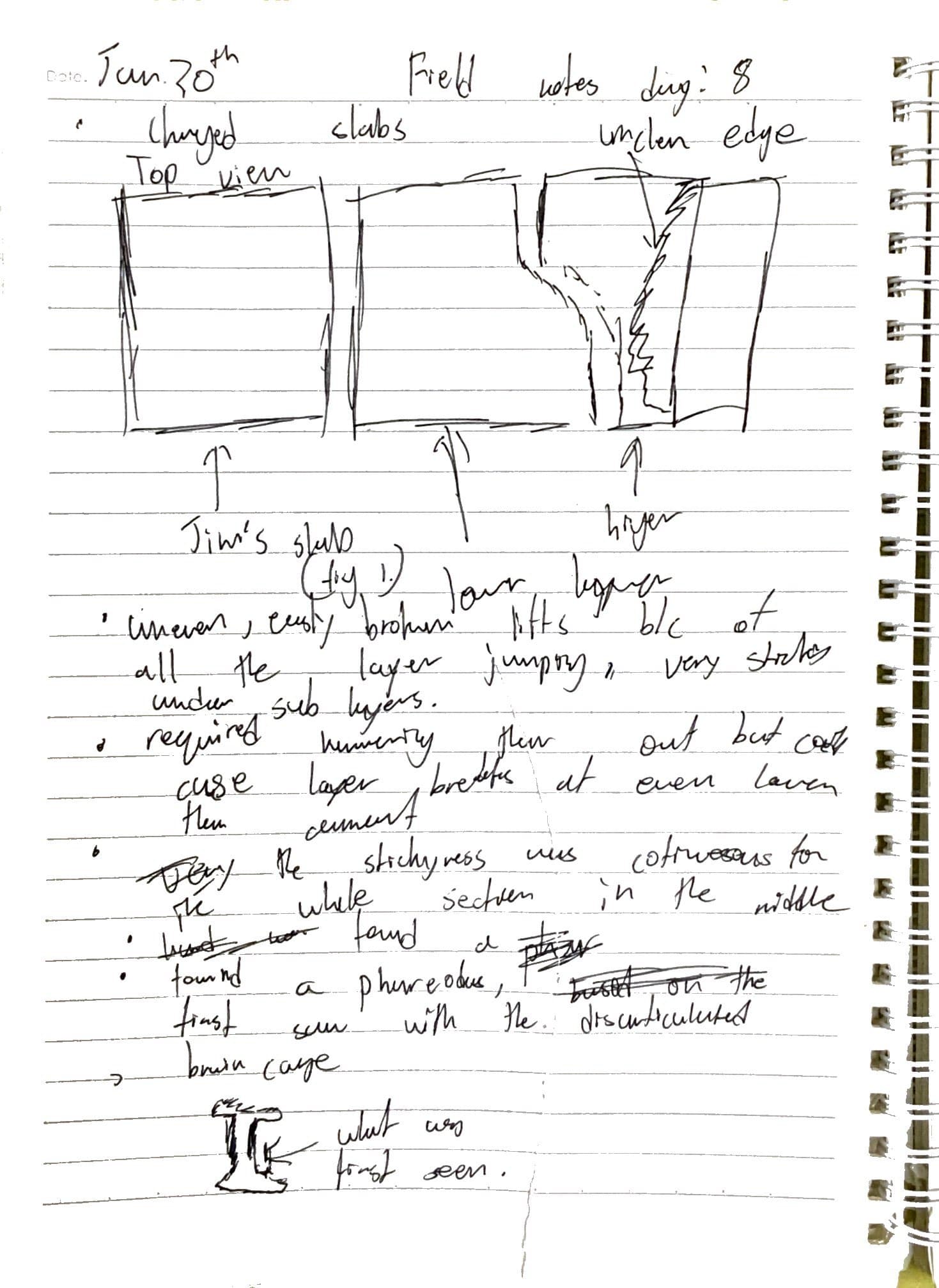 Day 8 field notes, page 1